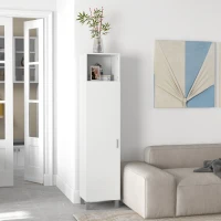 HOMCOM Bibliothèque armoire rangement niche supérieure placard 3 étagères intérieures pour salon bureau 40 x 35 x 177 cm blanc(m-10)