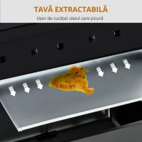 Outsunny Gratar pe gaz cu Capac si Termometru, Raft si 2 Roti, 110x50x100cm Negru(m-5)