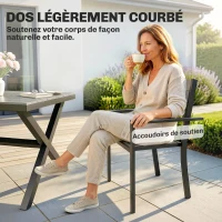 Outsunny 7-teiliges Essgruppe für den Außenbereich für 6 Personen, stapelbare Tisch- und Stühle mit Latten in Holzoptik, Aluminiumgestell, Grau(m-4)