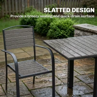 Outsunny Set de muebles de jardín conjunto de 7 piezas mesa extensible con 6 sillas aspecto madera diseño de lamas armazón de aluminio(m-4)