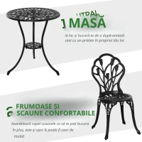 Outsunny Set de Gradina 3 Piese din Aluminiu, Set Exterior(m-5)