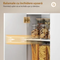 HOMCOM Dulap Bucătărie Înalt 180cm, Mobilier Depozitare cu Uși Soft-Close, Raft Deschis, 2 Dulapuri, Rafturi Ajustabile, Stil Modern pentru Sufragerie sau Bucătărie, Alb Lucios(m-7)