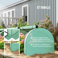 Outsunny Serra da Giardino a Tunnel in Acciaio e Plastica PP con Porte Avvolgibili, 3x1x0.8 m, Verde(m-5)
