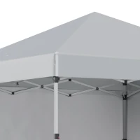Outsunny 3 x 3 m Pop Up Gazebo, UPF 30+ Party Tent with 2 Sidewalls, Weight Bags and Wheeled Bag, Light Grey(m-9)