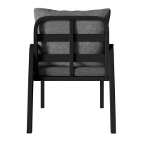 Modernes 6-teiliges Garten- und Terrassen-Esstisch-Set, kreuzförmigem Eisengestell, Schwarz+Naturfarbe(m-10)