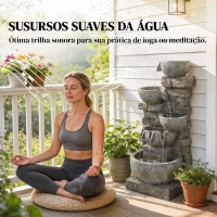 Outsunny Fonte de Jardim com Luzes LED e Bomba Fonte Decorativa em Cascata de 5 Níveis 34x36x80 cm Multicolor(m-6)