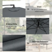 Outsunny 3m Overhanging Parasol, with Base, Weights and Cover - Dark Grey(m-6)