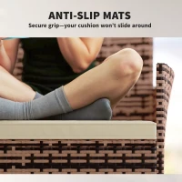 Outsunny 2-osobowa sofa ogrodowa Rattan PE, meble tarasowe z poduszką, antypoślizgowe maty, stalowa rama, Khaki(m-7)