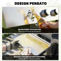 Outsunny Barbecue a Gas con 3 Fuochi e Bruciatore Laterale, 109x50x109 cm, Nero(m-9)