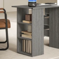 HOMCOM Bureau d'ordinateur réversible, table informatique avec 3 tiroirs et 3 étagères ouvertes, 120 x 49 x 72 cm, gris(m-8)