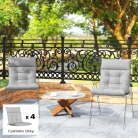 Outsunny Patio Chair Cushions Set of 4, Waterproof Non-Slip Lounge Chair Cushions, 112x53cm, Light Grey(m-2)