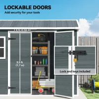 Outsunny Domek na narzędzia 2,77 m², styl drewniany, 2 okna, podwójne drzwi, wentylacja, podłoga, zamek, rękawice(m-6)