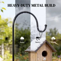 Outsunny Haki pasterskie 160cm, 2 sztuki haki z 5 zębami, uchwyt na lampy solarne, kosze na rośliny, czarne(m-4)