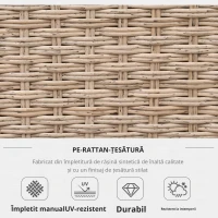 Outsunny Set Living de Gradina din Rattan, 4 Piese, Coltar pentru Exterior cu Perne, Masute Laterale si Masuta de Cafea, Maro Deschis(m-6)