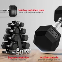 SPORTNOW Conjunto de Halteres 2x2kg 2x5kg 2x8kg 2x10kg com Suporte de Armazenamento para Exercício Treino Preto(m-6)