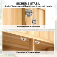 Outsunny Gartenschrank Holz Geräteschuppen 82 x 50 x 190cm Geräteschrank mit Asphaltdach 4 Türen 2 abnehmbar Ablagen Kippschutz(m-8)