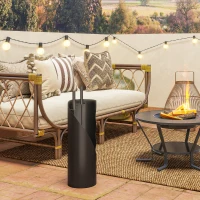 Outsunny Ensemble serviteur de cheminée 4 pièces avec balai, pelle, tisonnier et support,  en métal 20 x 20 x 65 cm, noir(m-10)