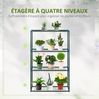 Outsunny Lot de 2 Étagères à Fleurs en acier 4 Niveaux Intérieur et Extérieur, support de plantes 70 x 27 x 110 cm, vert(m-5)