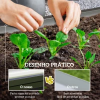 Outsunny Floreira Elevada Retangular de Aço Galvanizado para Cultivar Plantas Flores Relva 120x60x30,5 cm Cinzento(m-7)