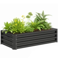 Outsunny Floreira Elevada Retangular de Aço Galvanizado para Cultivar Plantas Flores Relva 120x60x30,5 cm Cinzento(m-10)