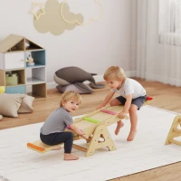 AIYAPLAY 2 In 1 Balance Wippe Kinder, Schwebebalken aus Holz, Wippe Schaukelwippe Garten, Balance Board 133 x 38 x 24 cm(m-2)