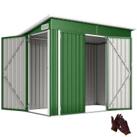 Outsunny Abrigo de Jardim Exterior 2,7 m² 234x132x185 cm com Três Portas Fechadura e Grelhas de Ventilação Verde(m-10)