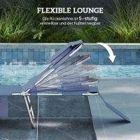 Outsunny Gartenliege, Liegestuhl mit gepolsterter Gesichtsöffnung, Massage-Liege für draußen, Seitentasche, Stoff, Metall, Grau(m-4)