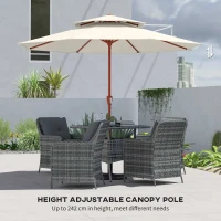 Outsunny 2.7 m Garden Parasol with Double Top Outdoor Market Table Umbrella with Crank System, Cream White(m-7)