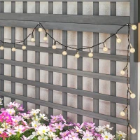 Outsunny Raised Bed with Drainage Holes, Wood Planter with Trellis for Climbing Plants to Grow Vegetables, Flowers, Dark Grey(m-12)