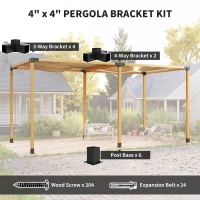 Outsunny 12PCS Pergola Kit, Pergola Brackets with 3-Way & 4-Way Corner Brackets for 9.6 x 9.6 cm (Actual 9.2 x 9.2 cm) Lumber(m-4)