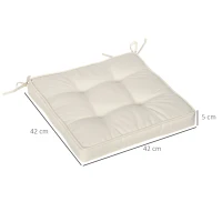Outsunny Conjunto de Almofadas para Cadeiras de Jantar 42x42x5 cm Jogo de 4 Peças Almofadas para Cadeiras de Jardim Impermeáveis Creme(m-3)