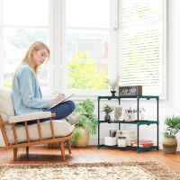 Outsunny 3-poziomowy stojak na rośliny, 72 cm wysoki stojak na kwiaty do wnętrz i na zewnątrz, regał na rośliny ze stali ciemnozielony(m-7)