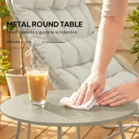 Outsunny Set de grădină 3 piese cu 2 scaune lounge, masă de cafea și perne pentru exterior, patio, balcon, Gri deschis(m-5)