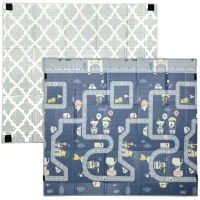 AIYAPLAY Covoraș de joacă pentru bebeluși pliabil și reversibil, covoraș de podea din spumă gros, 202 x 180,5 x 1 cm, multicolor(m-7)