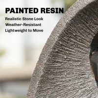 Outsunny Water Feature with 2-Tier Bowls, Garden Water Fountain with Pump and LED Lights, Resin Cascading Waterfall(m-4)