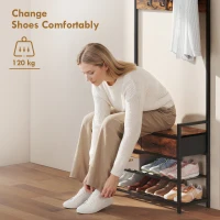 HOMCOM garderobenständer standgarderobe garderobenbank kleiderständer kompaktgarderobe dielengarderobe(m-6)