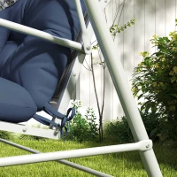 Outsunny Conjunto de 4 almofadas, 150x50 cm repelente à água, almofadas de assento com fitas de amarração, 10cm de espessura, Azul-marinho(m-5)