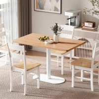HOMCOM Table à manger rectangulaire pour 6 personnes, 120 x 70 x 75 cm, table de cuisine piétement et plateau épais chêne blanc(m-8)