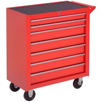 DURHAND Carro de Herramientas con 7 Cajones y Ruedas Caja Taller Cerradura tipo Mueble de Almacenamiento 69x33x75cm Rojo(m-10)