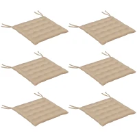 Outsunny Conjunto de 6 Almofadas para Cadeiras de Jantar 40x40 cm 6 peças Almofadas para Cadeiras de Jardim Acolchoadas com Fitas Cáqui(m-1)