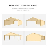 Outsunny Foișor de Grădină cu Pereți Laterali Demontabili, 4 Ferestre și 12 Orificii de Drenaj, 5.85x2.95x2.55 m, Alb(m-7)
