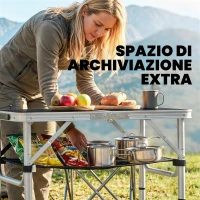 Outsunny Tavolo Campeggio Pieghevole 60 cm, Picnic con Rete Strato, Nero(m-6)