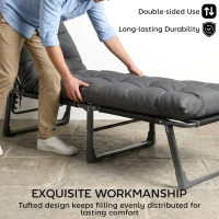 Outsunny Sun Lounger Cushions Only, Garden Lounge Chair Cushions Set of 2, Sunbed Replacement Pads with 4 Ties, Dark Grey(m-7)