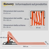 Outsunny Set 2 Lettini Pieghevoli Portatili, Spiaggia, Schienale Regolabile, Arancione.(m-3)