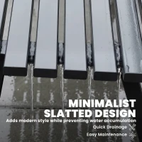 Outsunny Ławka ogrodowa 3-osobowa, metalowa, odporna na warunki atmosferyczne, design lamelowy, do 240 kg, 154 x 68 x 88 cm(m-6)