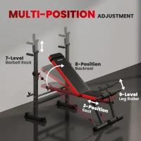 SPORTNOW Adjustable Weight Bench with Squat Rack and Dip Stand(m-5)