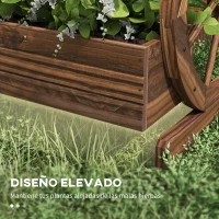 Outsunny Jardinera de Madera Macetero Exterior de 3 Niveles Diseño de Escalera Orificios de Drenaje 61x62x57 cm Carbonizado(m-6)