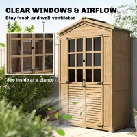 Outsunny Outdoor Wooden Storage Cabinet, Garden Tool Shed with Acrylic Windows for Patio, Light Brown(m-4)