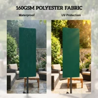 Outsunny Garden Parasol Cover, Outdoor Patio Umbrella Protector Weatherproof Garden Patio for 2-4.6m Parasol, Dark Green(m-5)