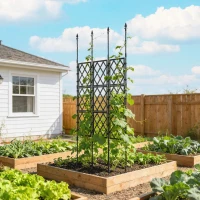 Outsunny Foldable Garden Trellis, Lattice Climbing Support Trellis for Garden, DIY Assembly, 85 x 197 cm, Black(m-7)